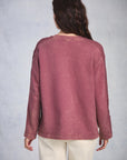 Dusty Rose Crochet Sleeve Sweatshirt
