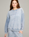 Chambray Blue Reverse Loop Spliced Sweatshirt
