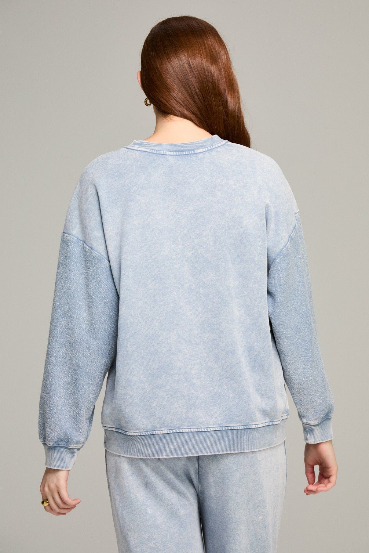 Chambray Blue Reverse Loop Spliced Sweatshirt

