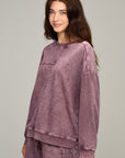 Plum Reverse Loop Spliced Sweatshirt