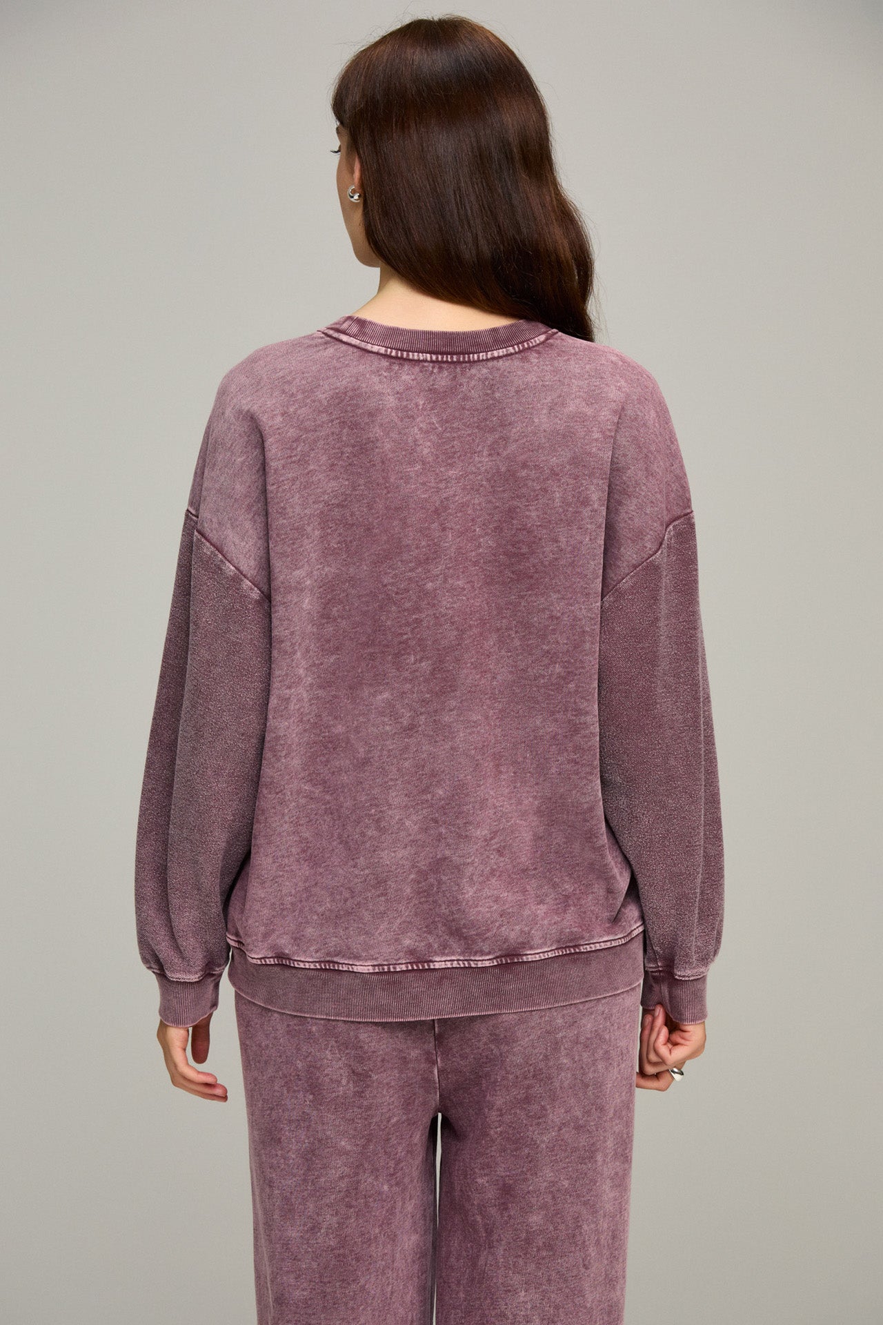 Plum Reverse Loop Spliced Sweatshirt