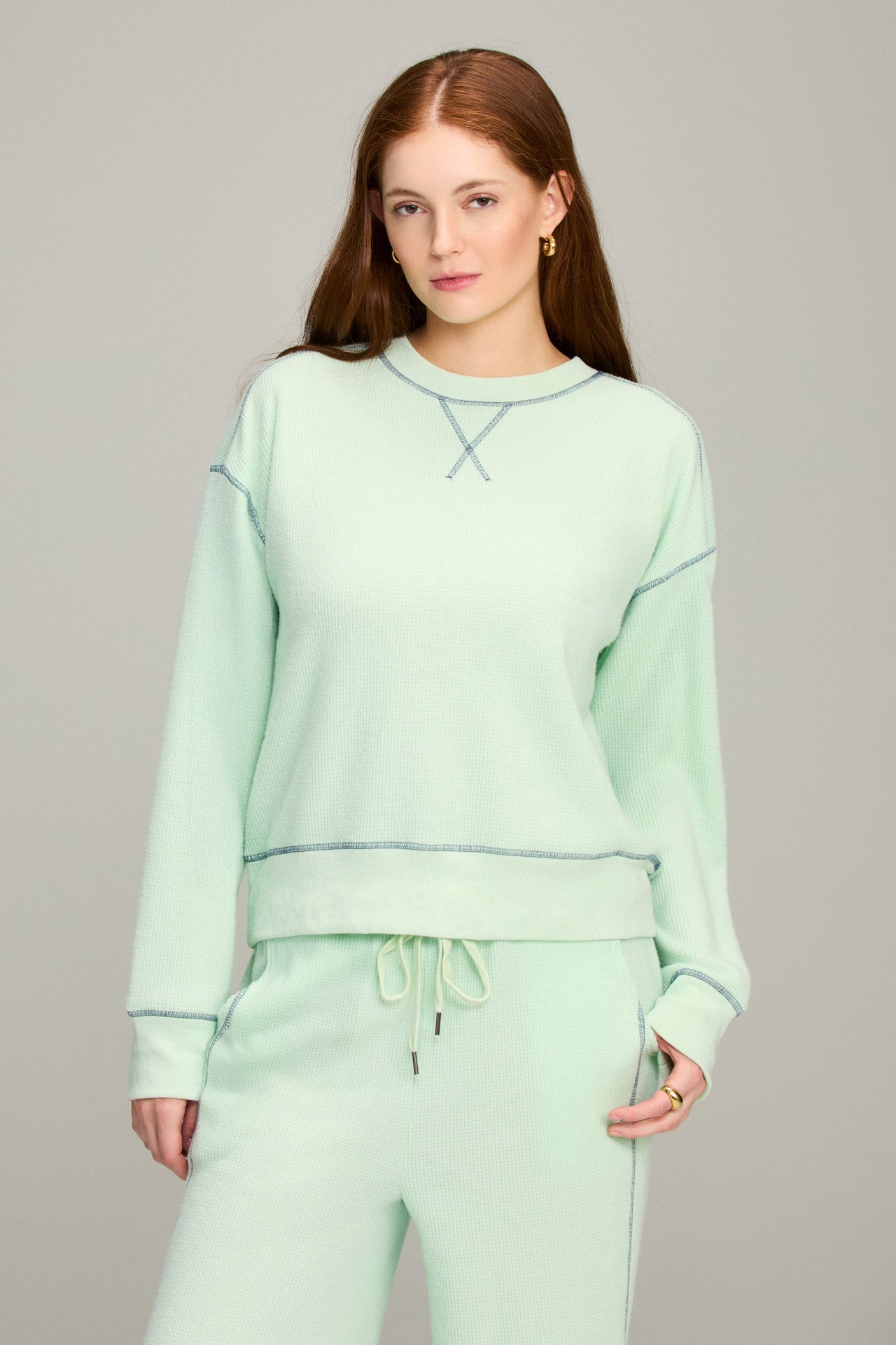 Mint Contrast Stitch Sweatshirt