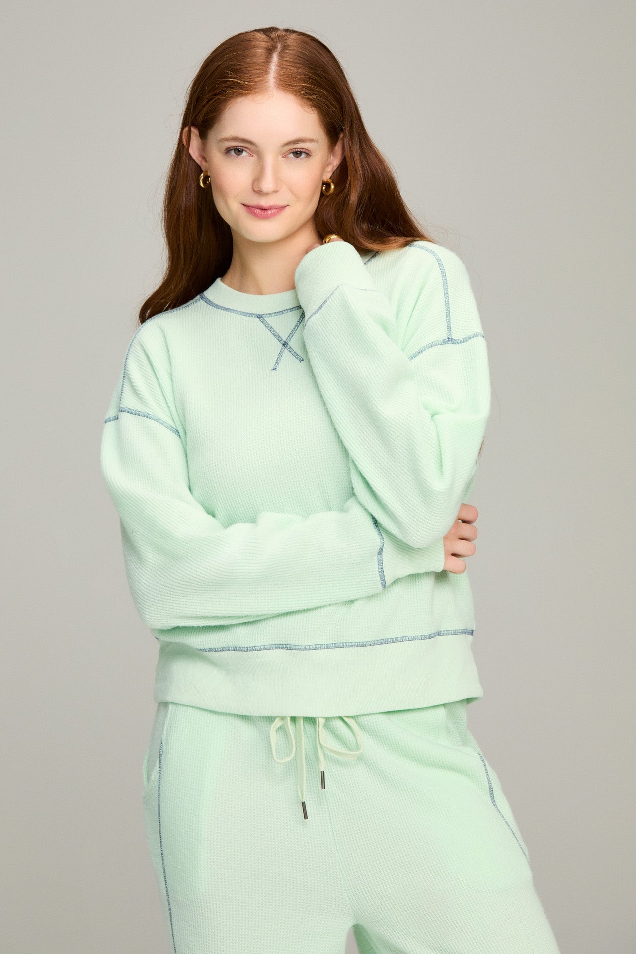 Mint Contrast Stitch Sweatshirt