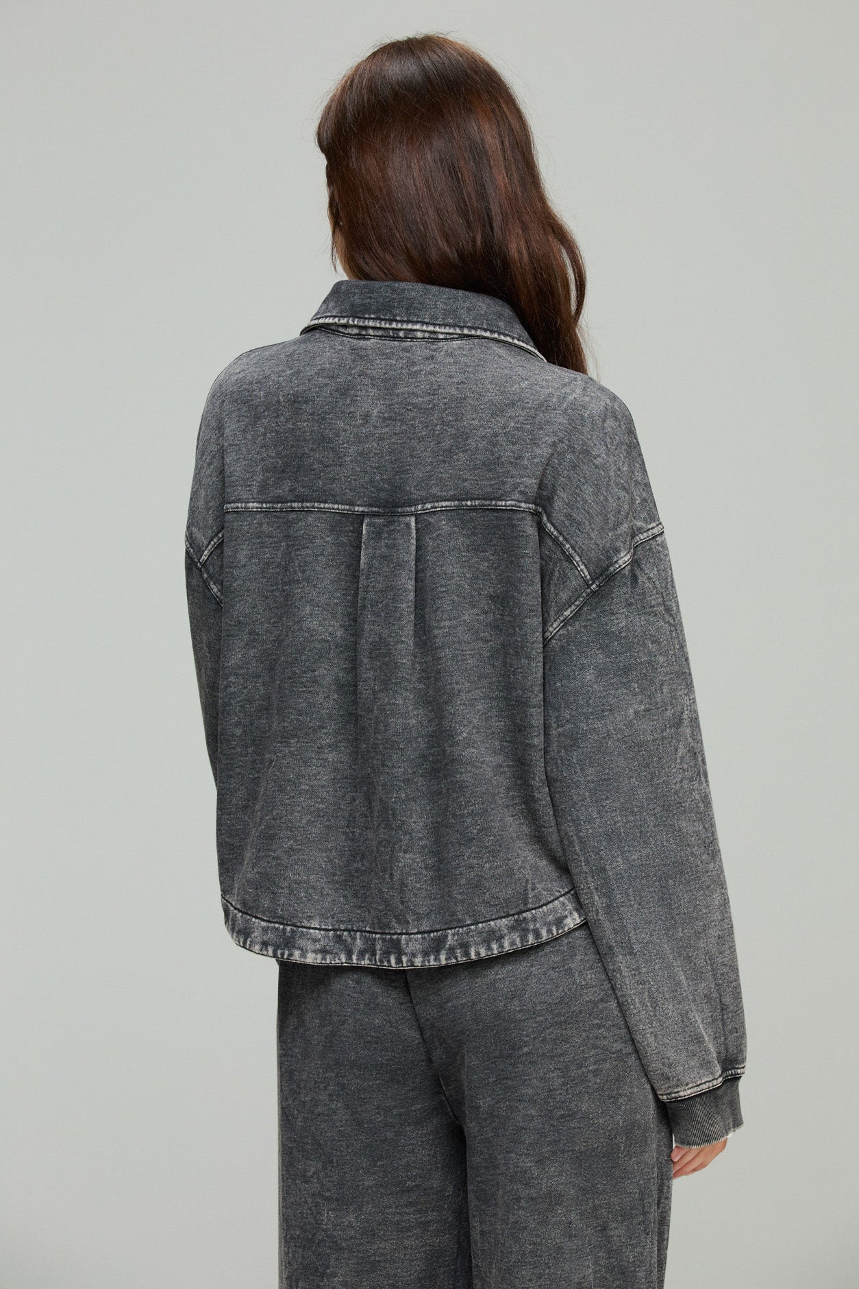 Black Cropped Knit Shacket
