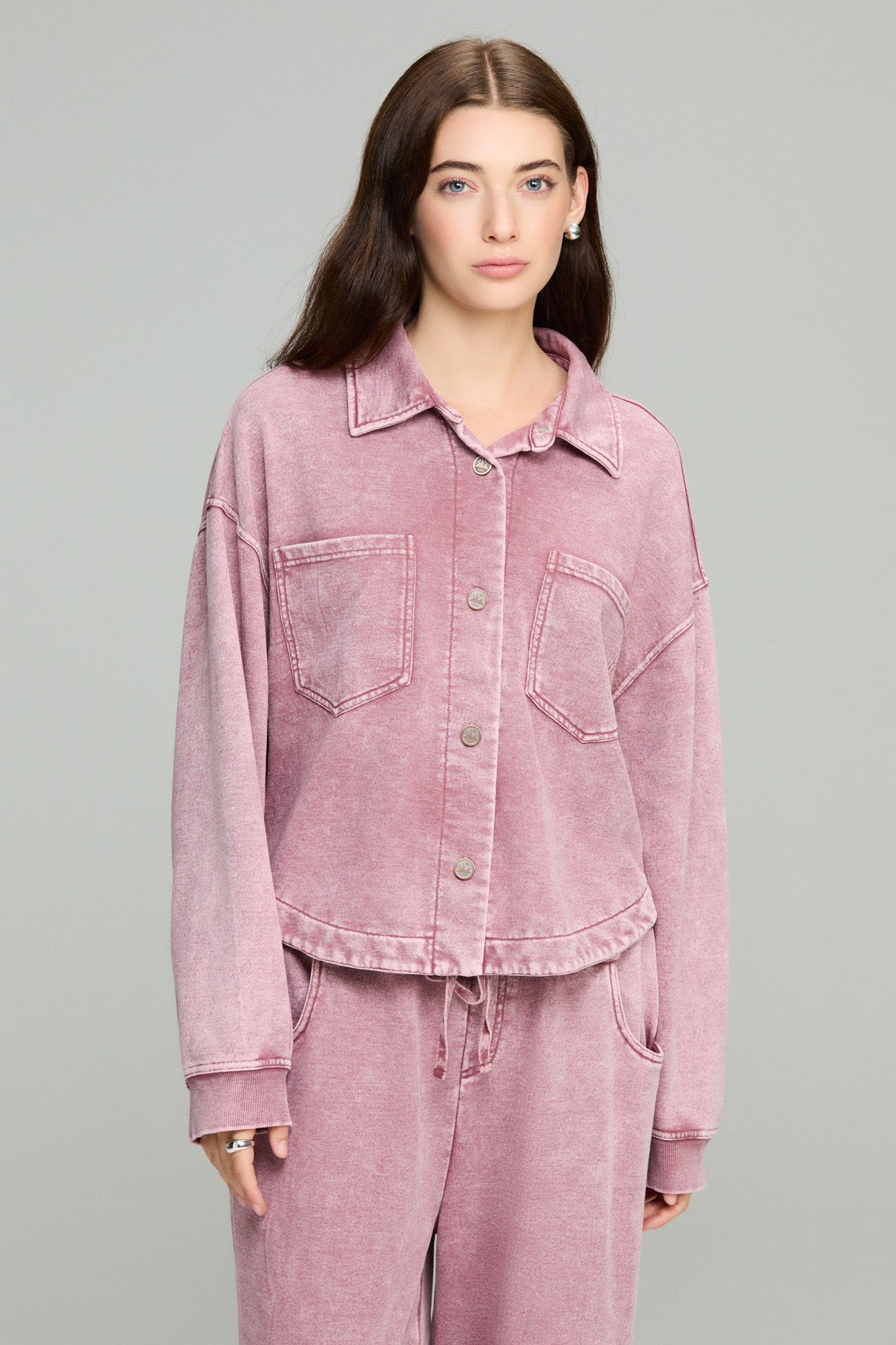 Dusty Rose Cropped Knit Shacket
