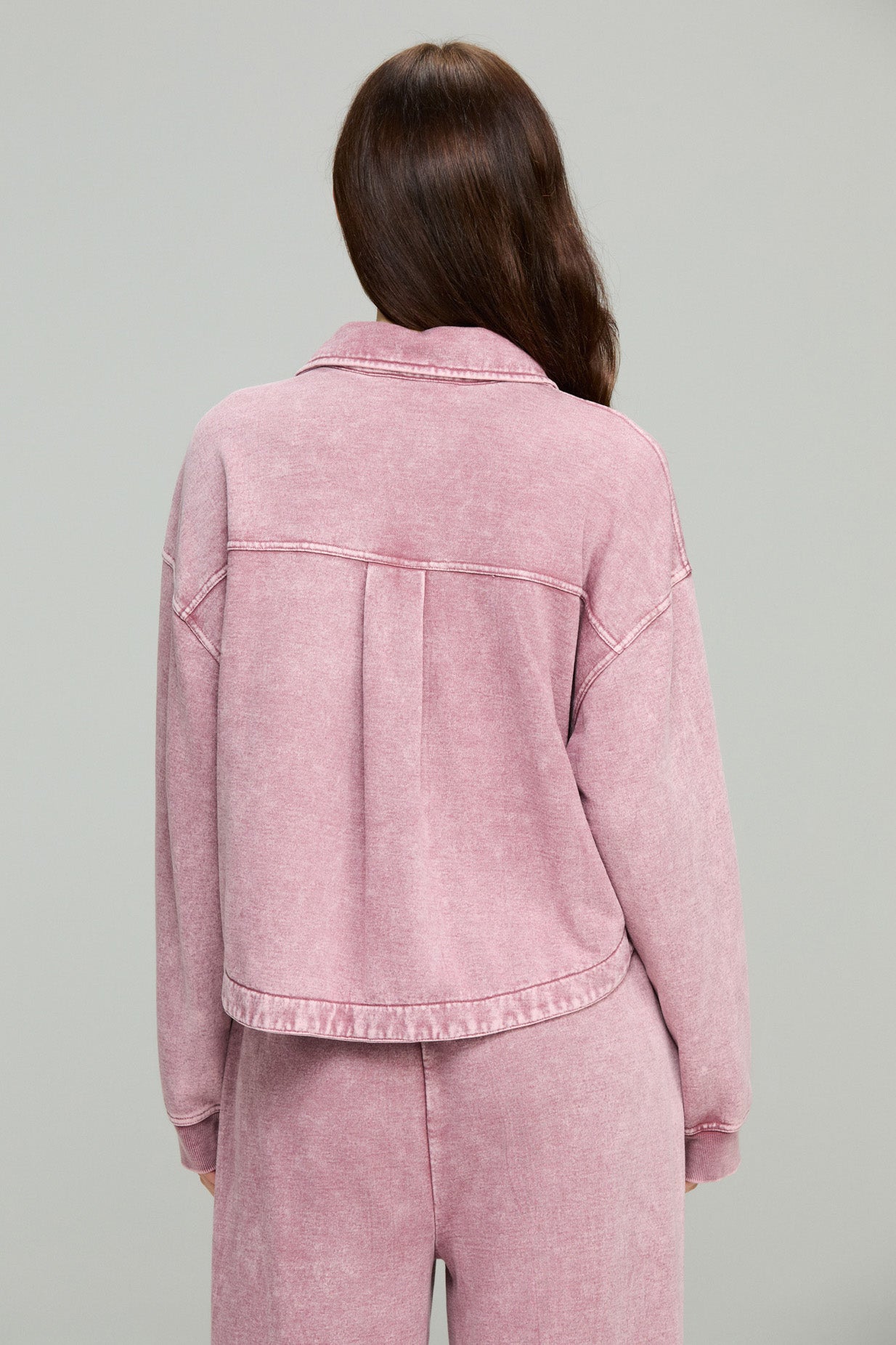 Dusty Rose Cropped Knit Shacket

