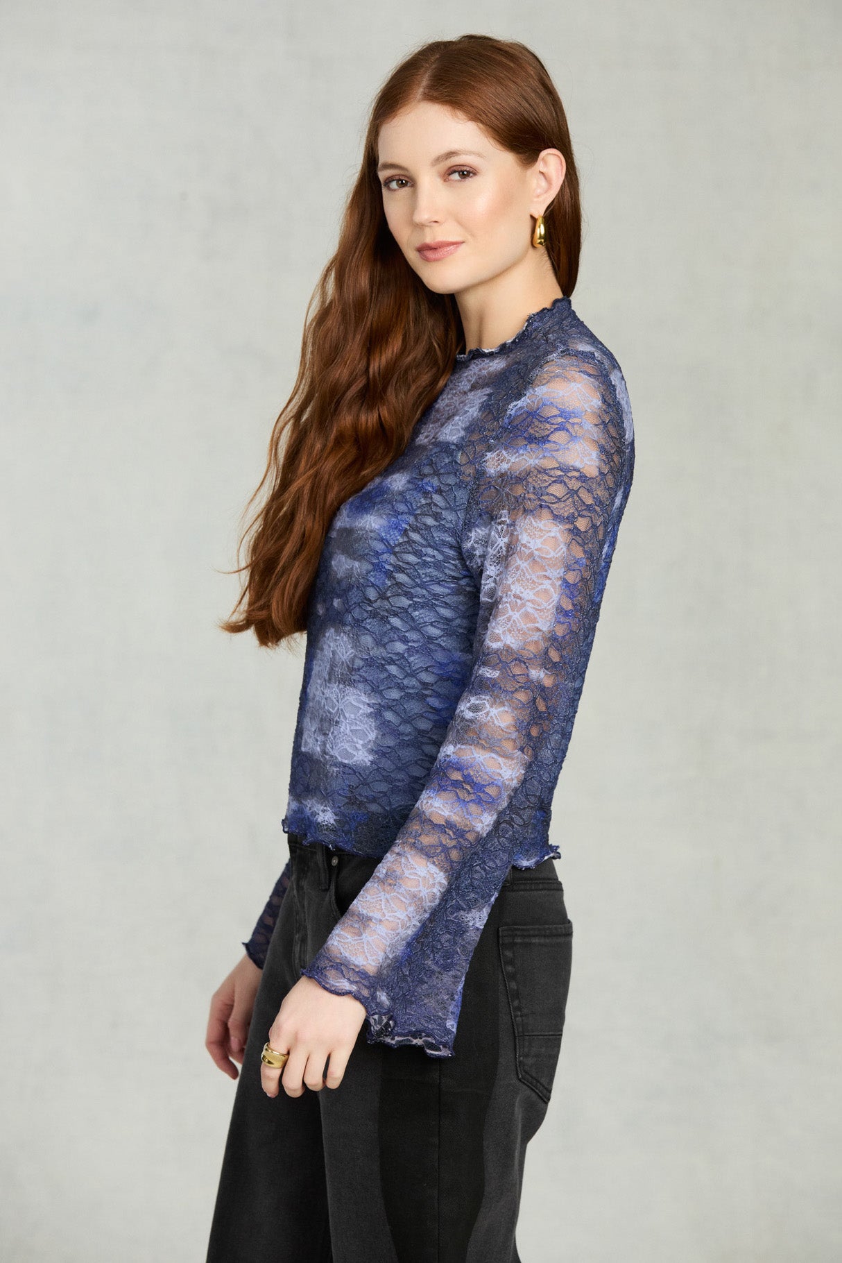 Midnight Long Sleeve Lace Top