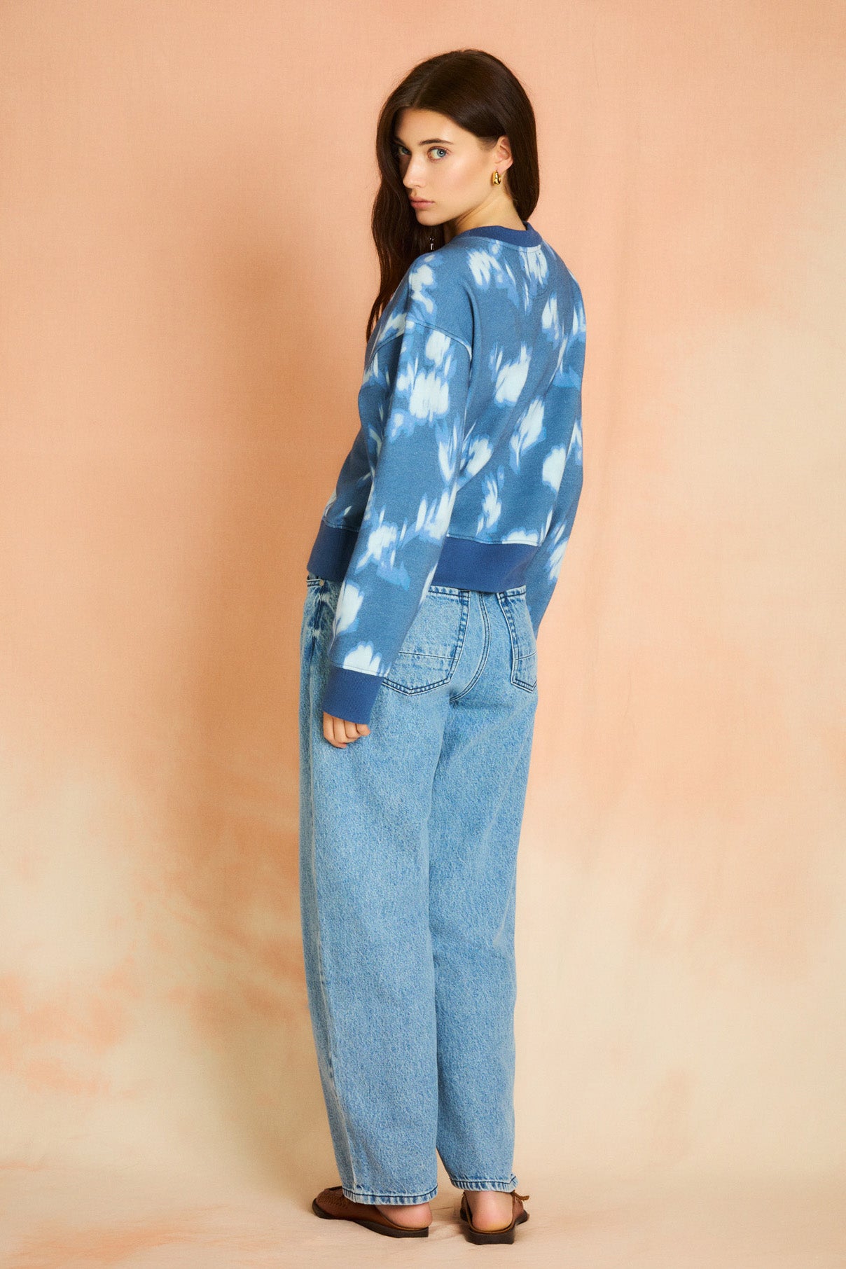 Cadet Blue Classic Printed Sweatshirt
