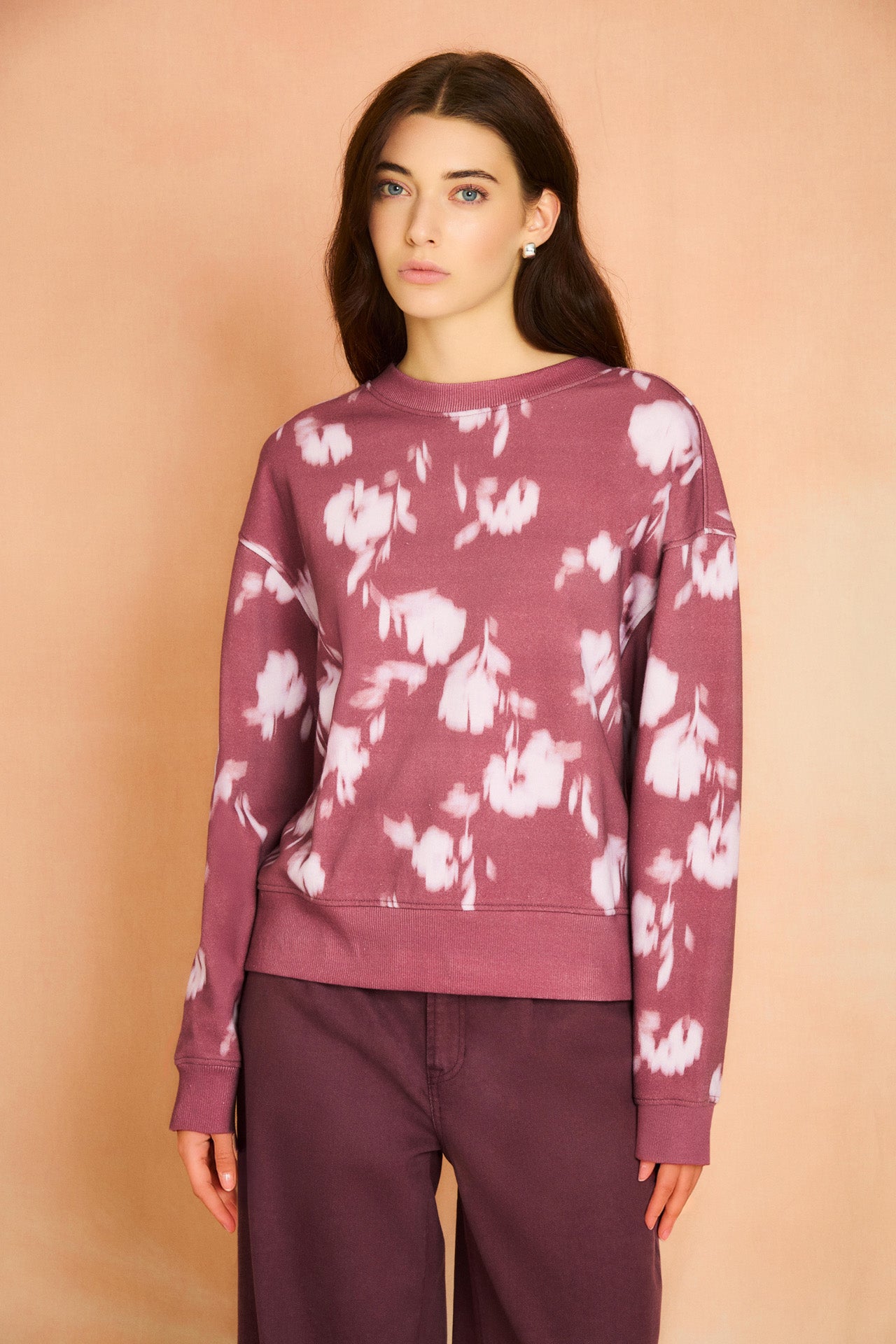 Dusty Rose Lilac Classic Printed Sweatshirt
