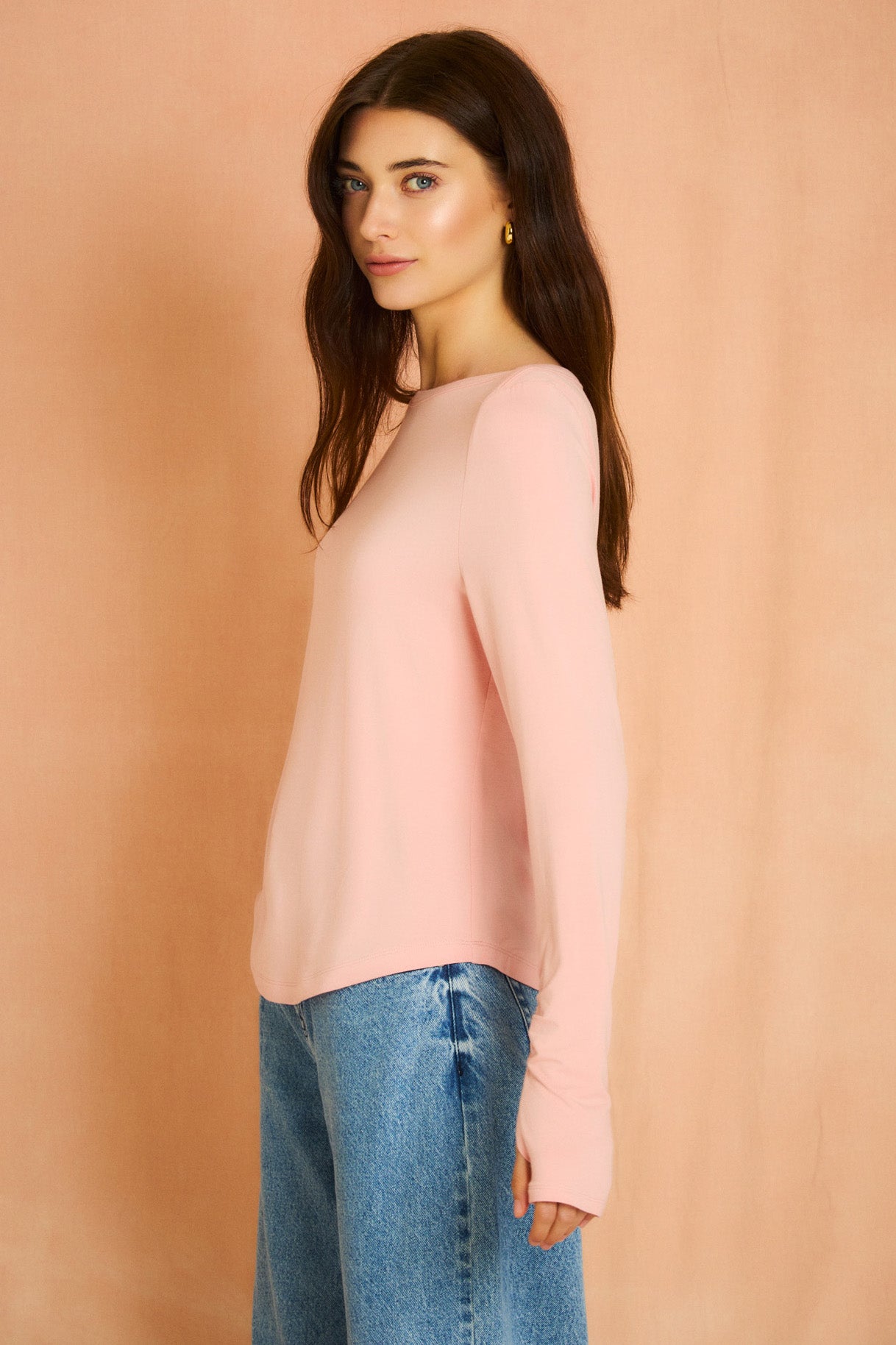 Blush Long Sleeve Boat Neck Top