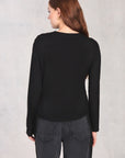 Black Long Sleeve Boat Neck Top
