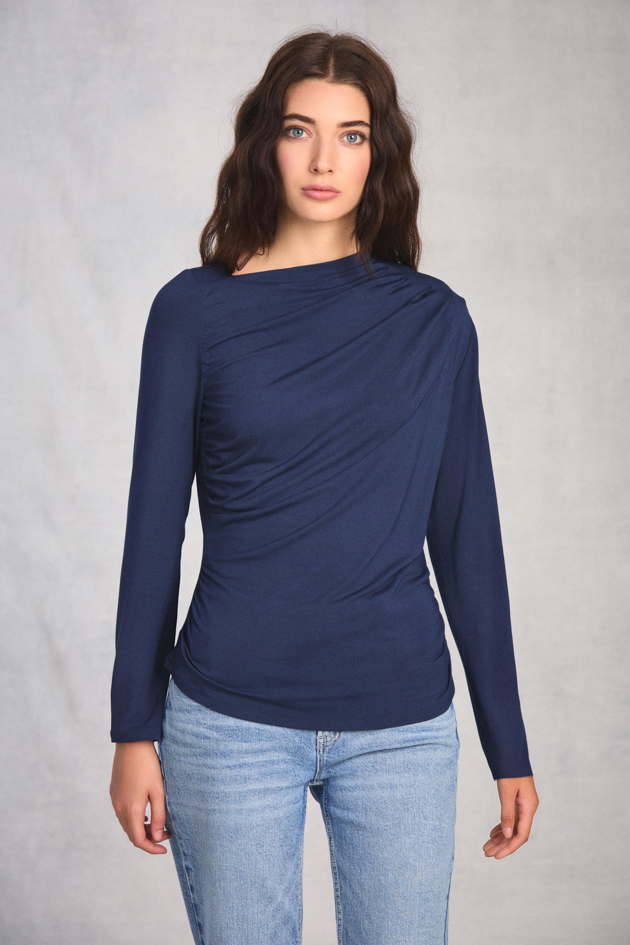 Midnight Long Sleeve Boat Neck Top
