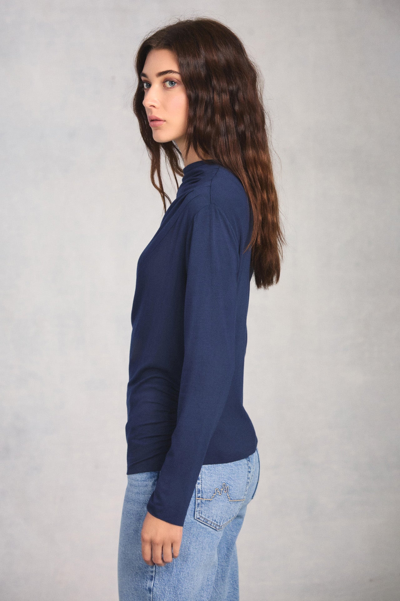 Midnight Long Sleeve Boat Neck Top
