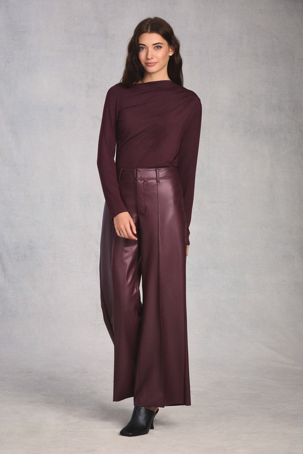 Plum Long Sleeve Boat Neck Top
