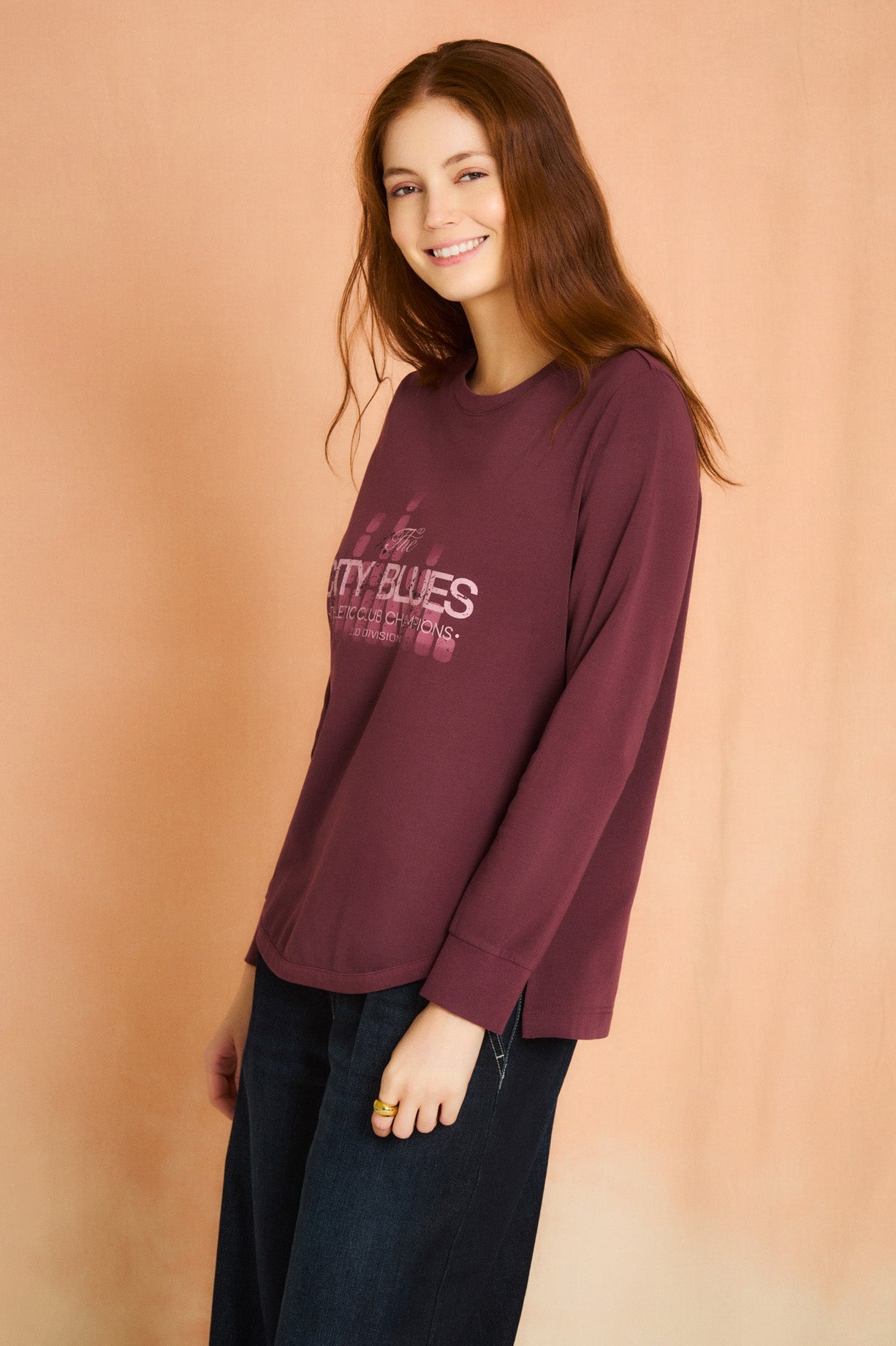 Plum Long Sleeve Graphic Tee
