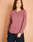 Dusty Rose Curved Hem Graphic Tee
