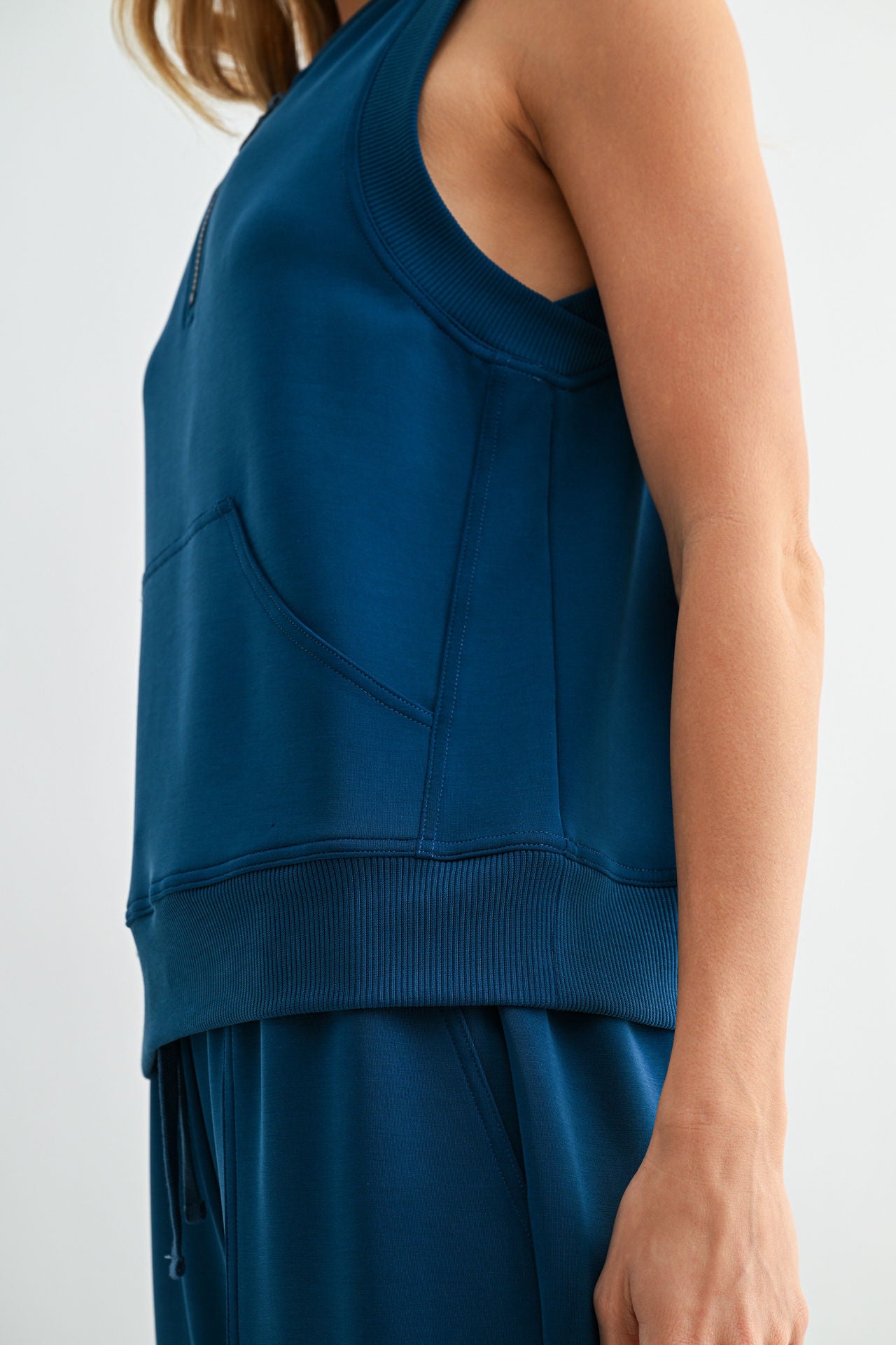 Blue Opal Sleeveless Half Zip Sweatshirt