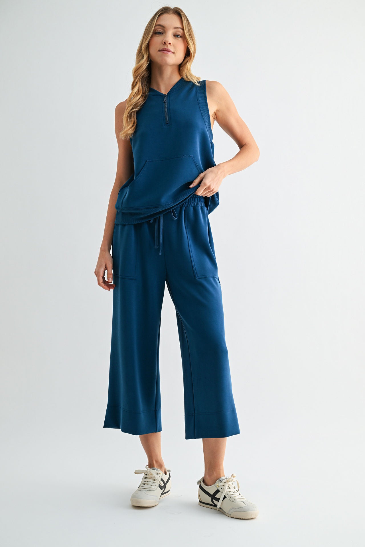 Blue Opal Sleeveless Half Zip Sweatshirt