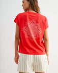 Red Dolman Sleeve Graphic Tee