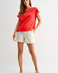 Red Dolman Sleeve Graphic Tee