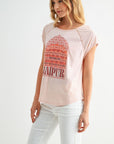Pink Raglan Sleeve Graphic Tee