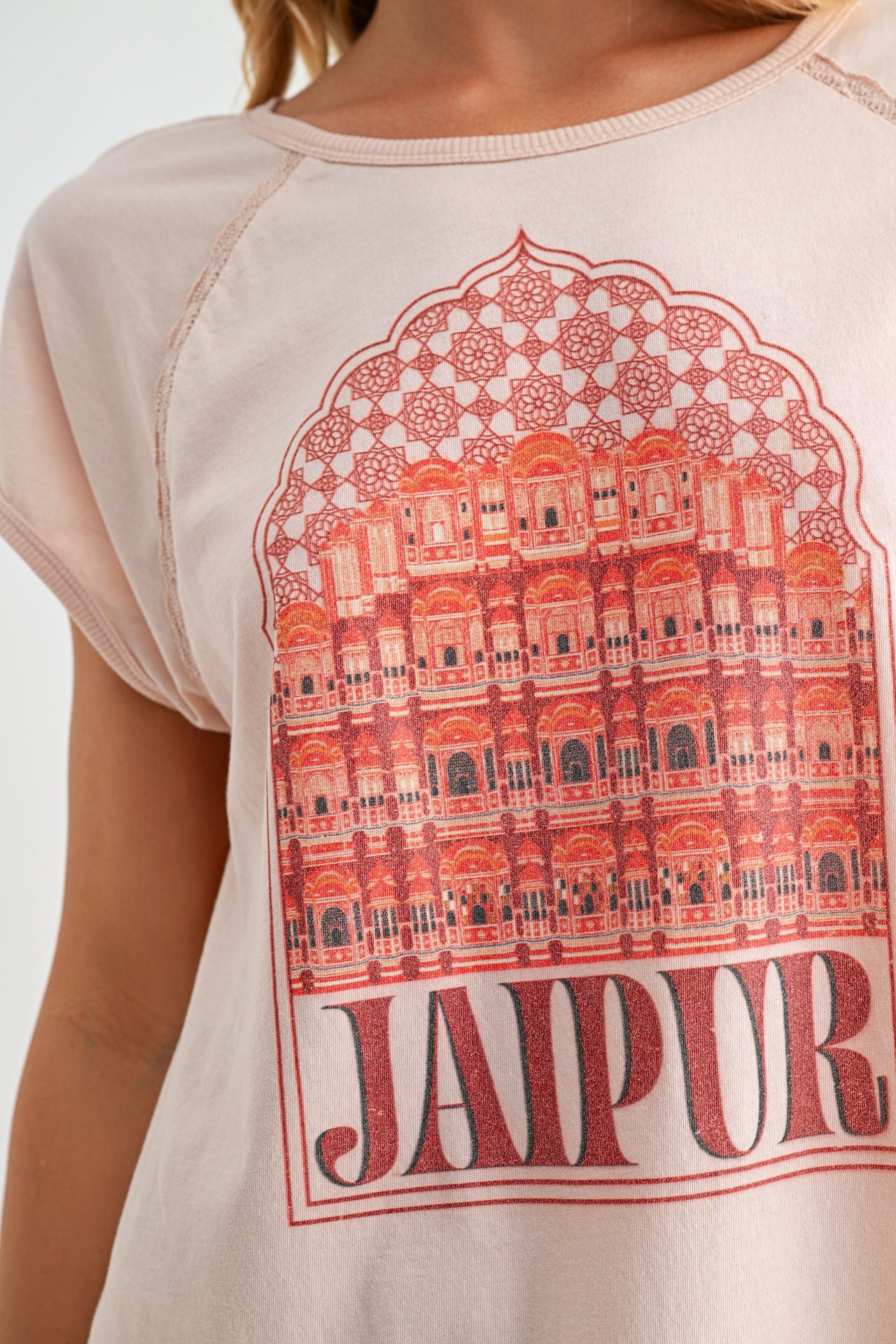 Pink Raglan Sleeve Graphic Tee