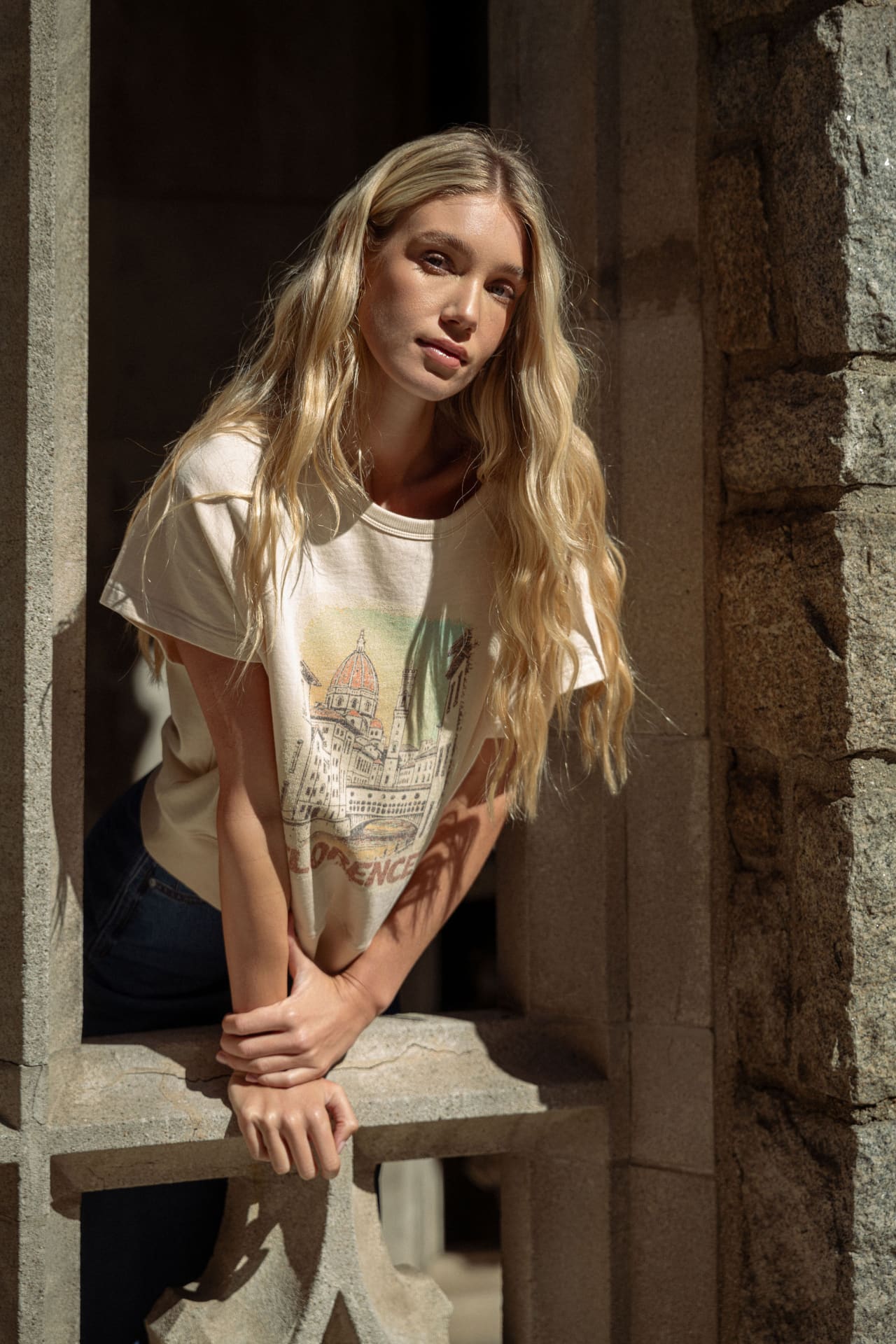 Ecru Short Sleeve Sweatshirt