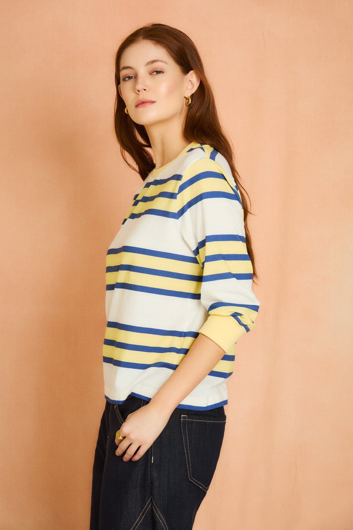 Sunlight 3/4 Sleeve Striped Knit Top