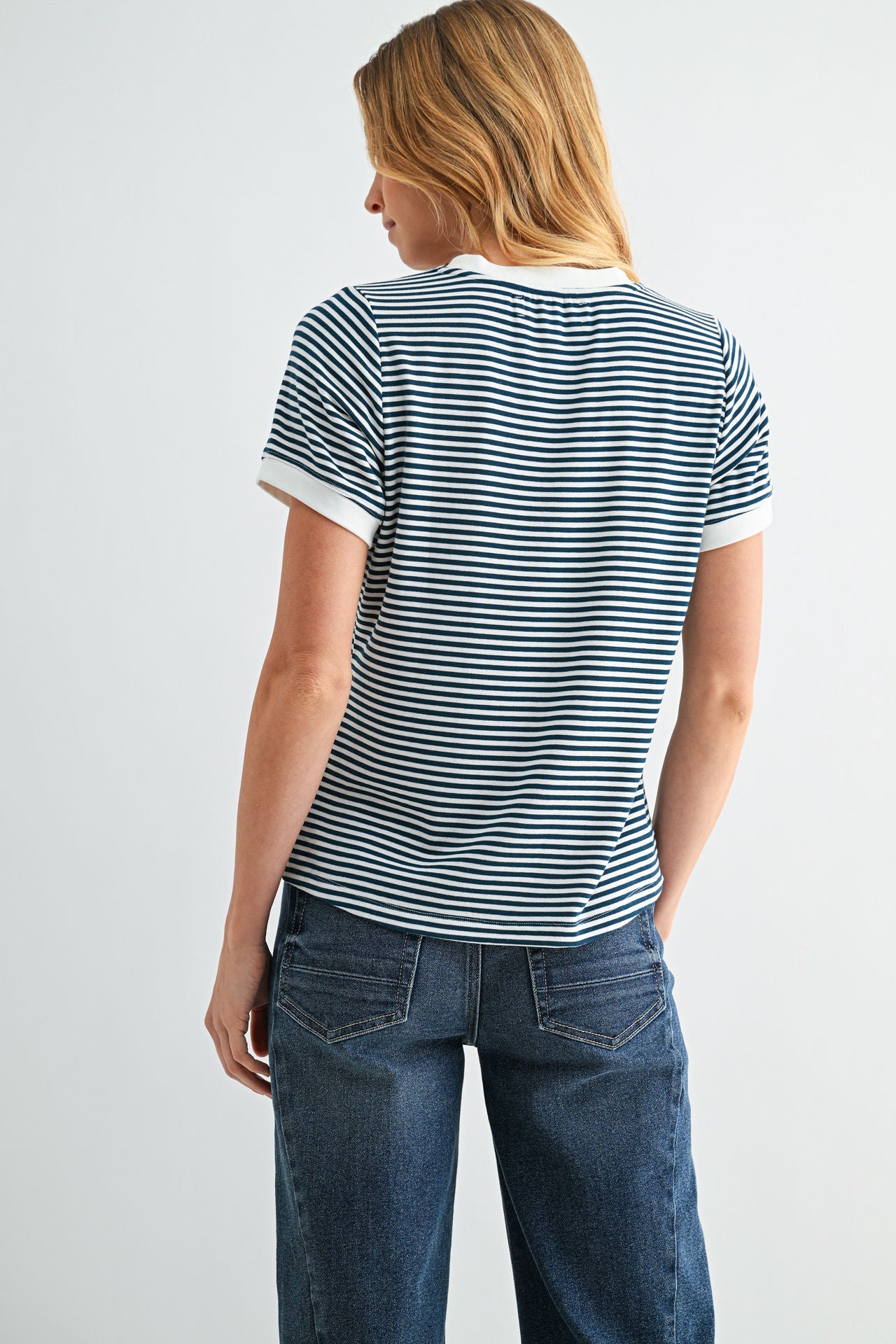 Navy Stripe Ringer Tee