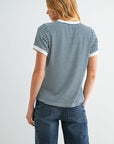Navy Stripe Ringer Tee