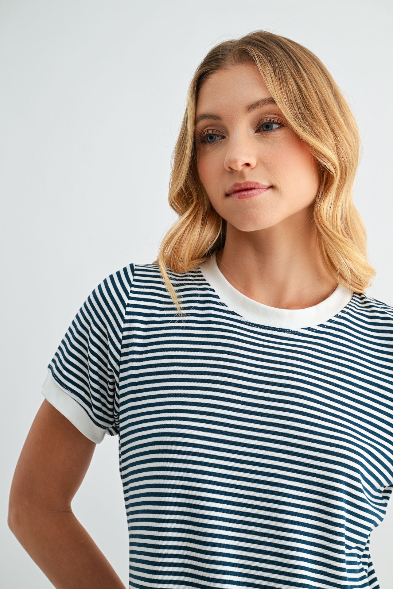 Navy Stripe Ringer Tee