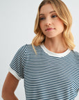 Navy Stripe Ringer Tee