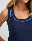 Navy  Square Neck Tank