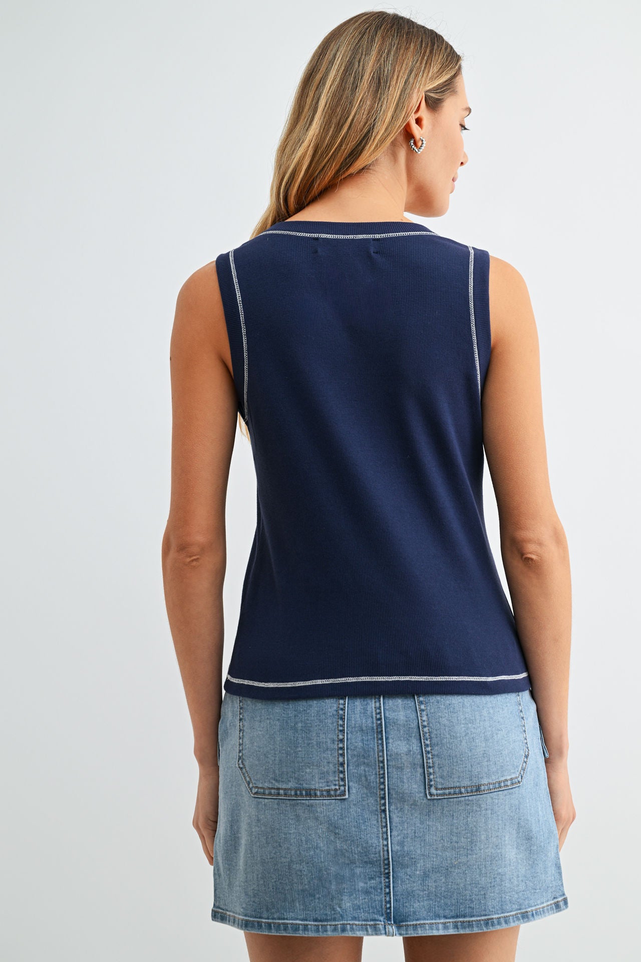 Navy Square Neck Tank