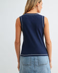 Navy Square Neck Tank