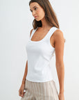 White  Square Neck Tank