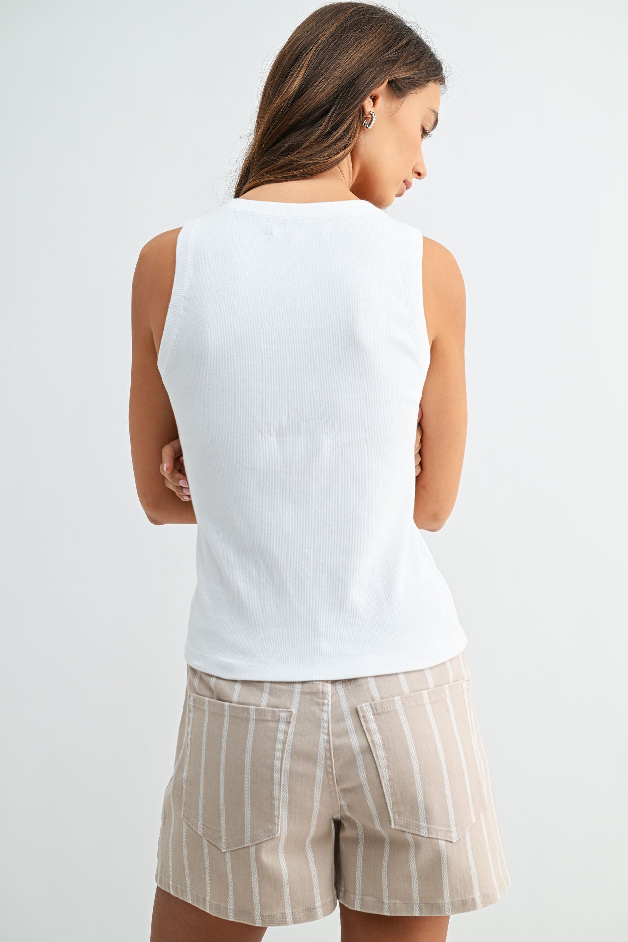 White Square Neck Tank