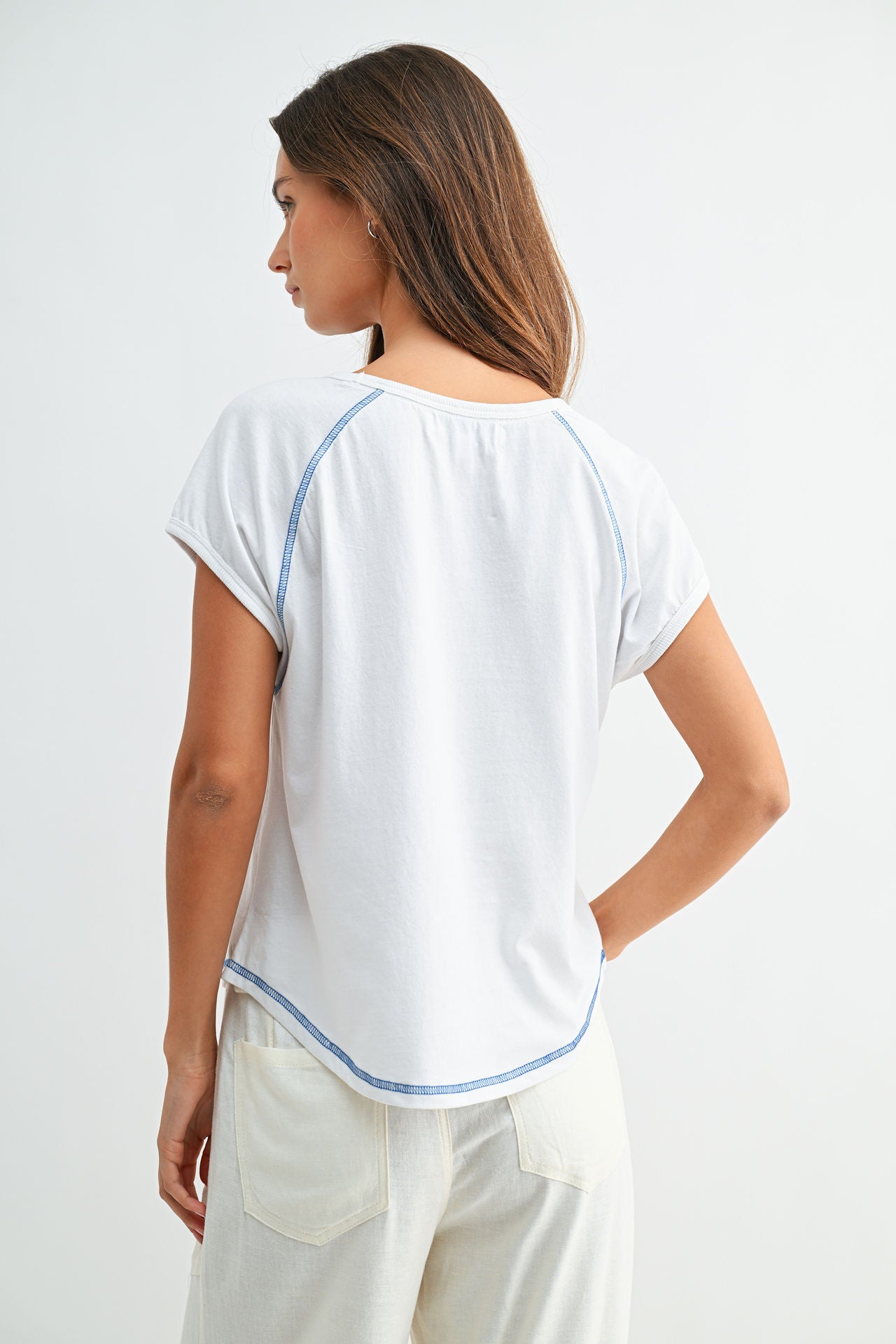 White Raglan Sleeve Graphic Tee