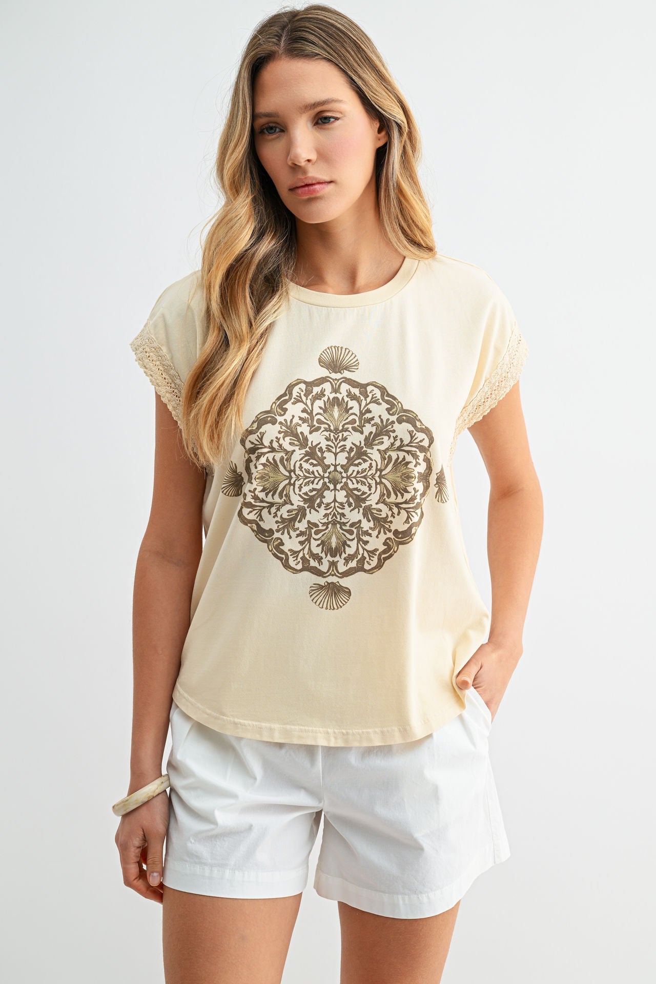 Parchment Muscle Sleeve Graphic Tee