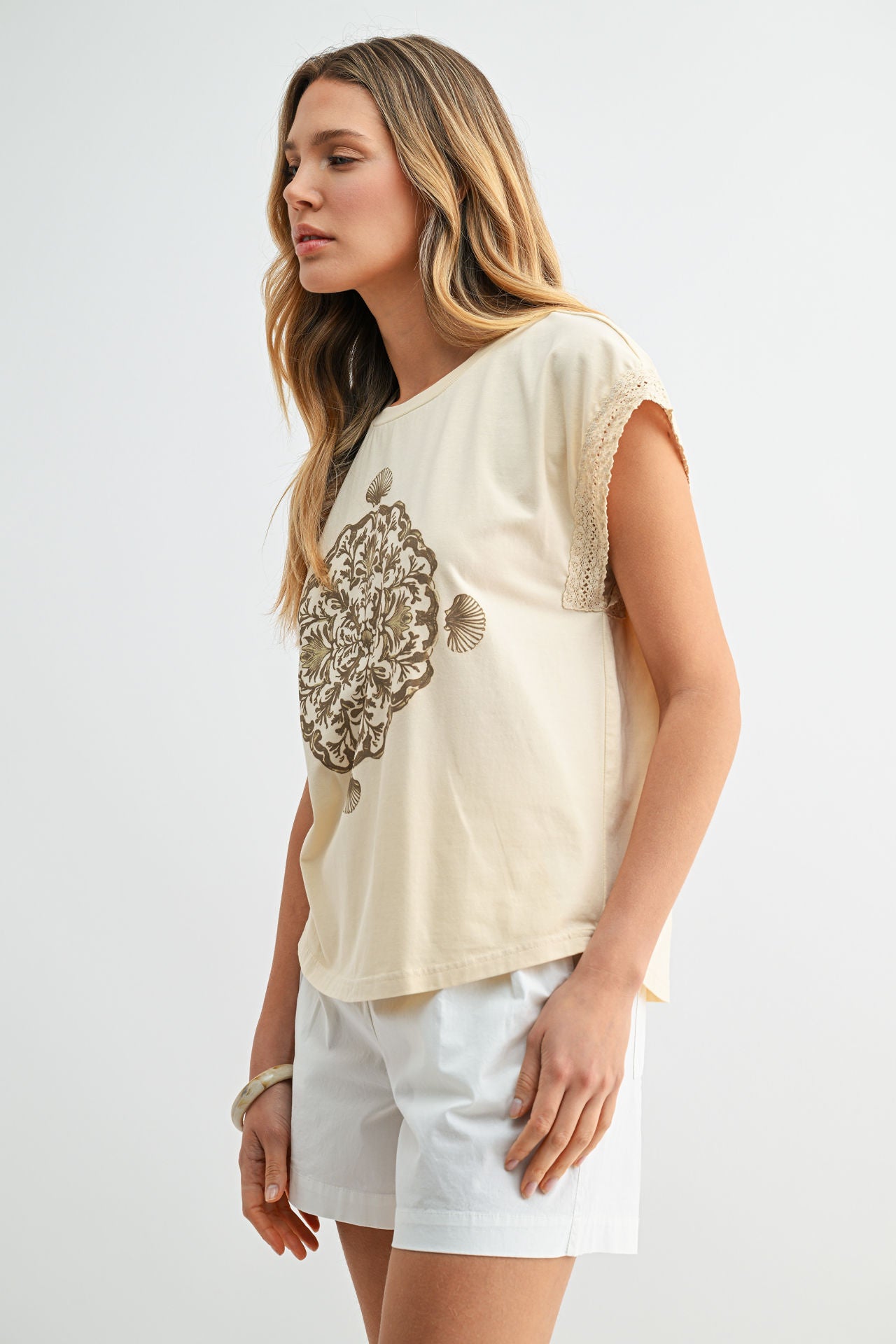Parchment Muscle Sleeve Graphic Tee