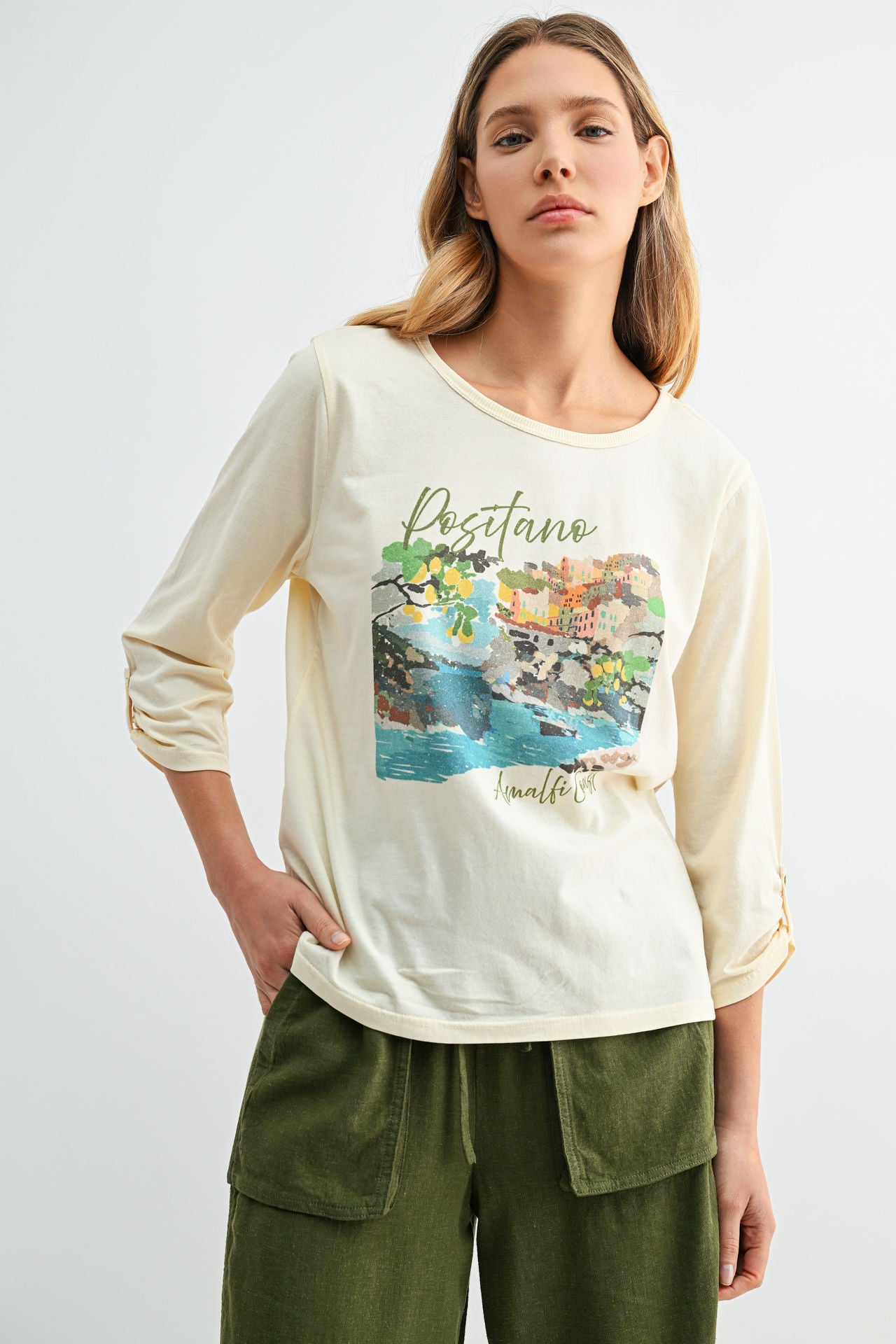 Parchment Tab Sleeve Graphic Tee