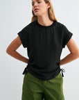 Black Cropped Drawstring Tee