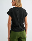 Black Cropped Drawstring Tee