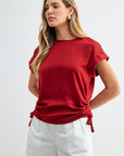 Brick Cropped Drawstring Tee
