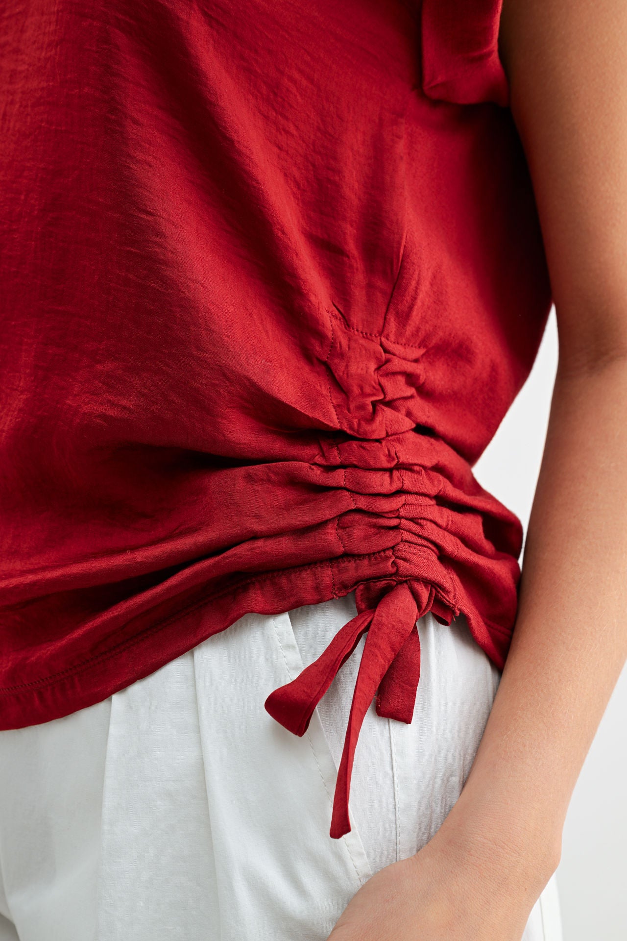 Brick Cropped Drawstring Tee