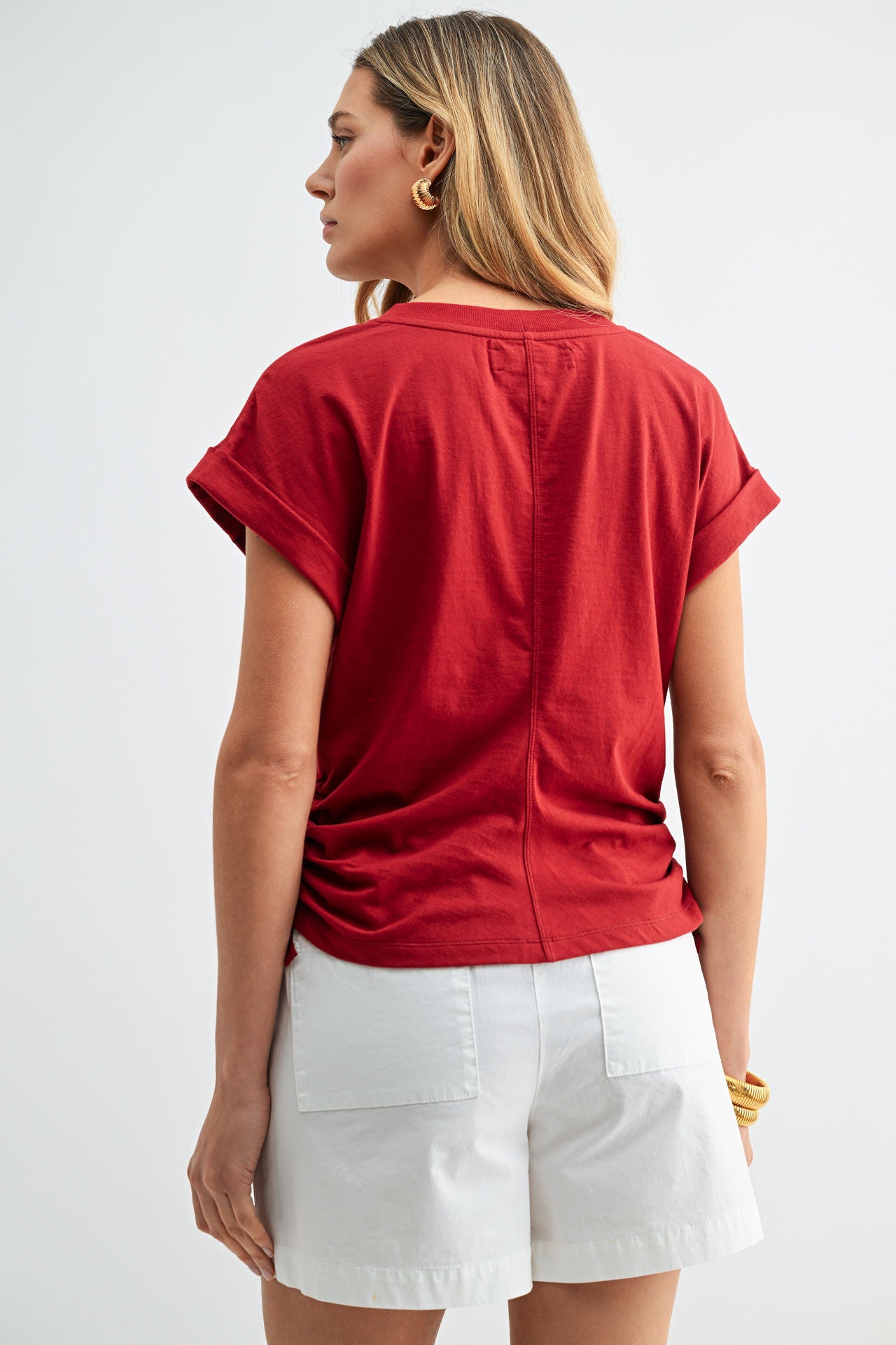 Brick Cropped Drawstring Tee
