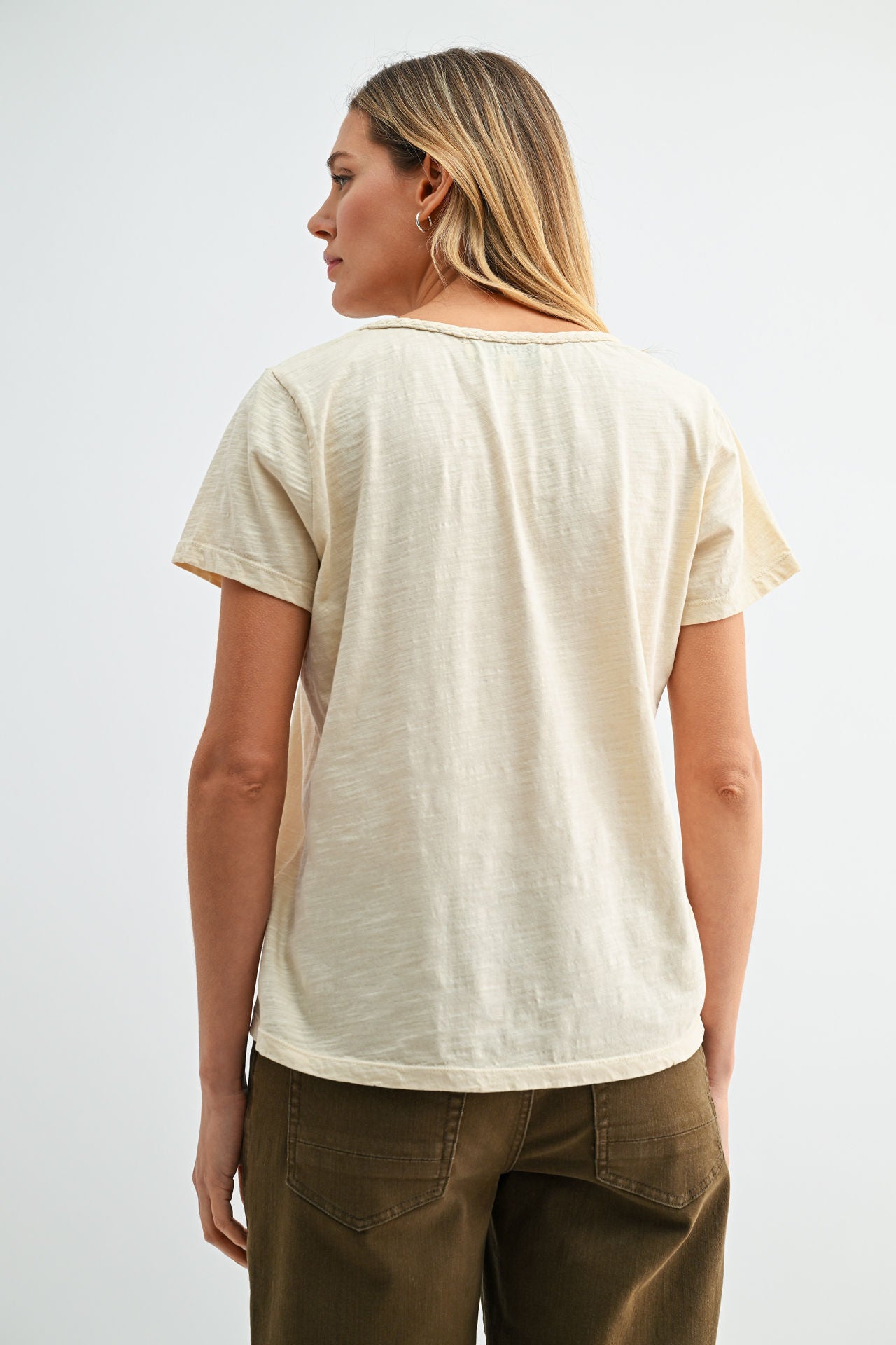 Parchment Braided Neck Tee