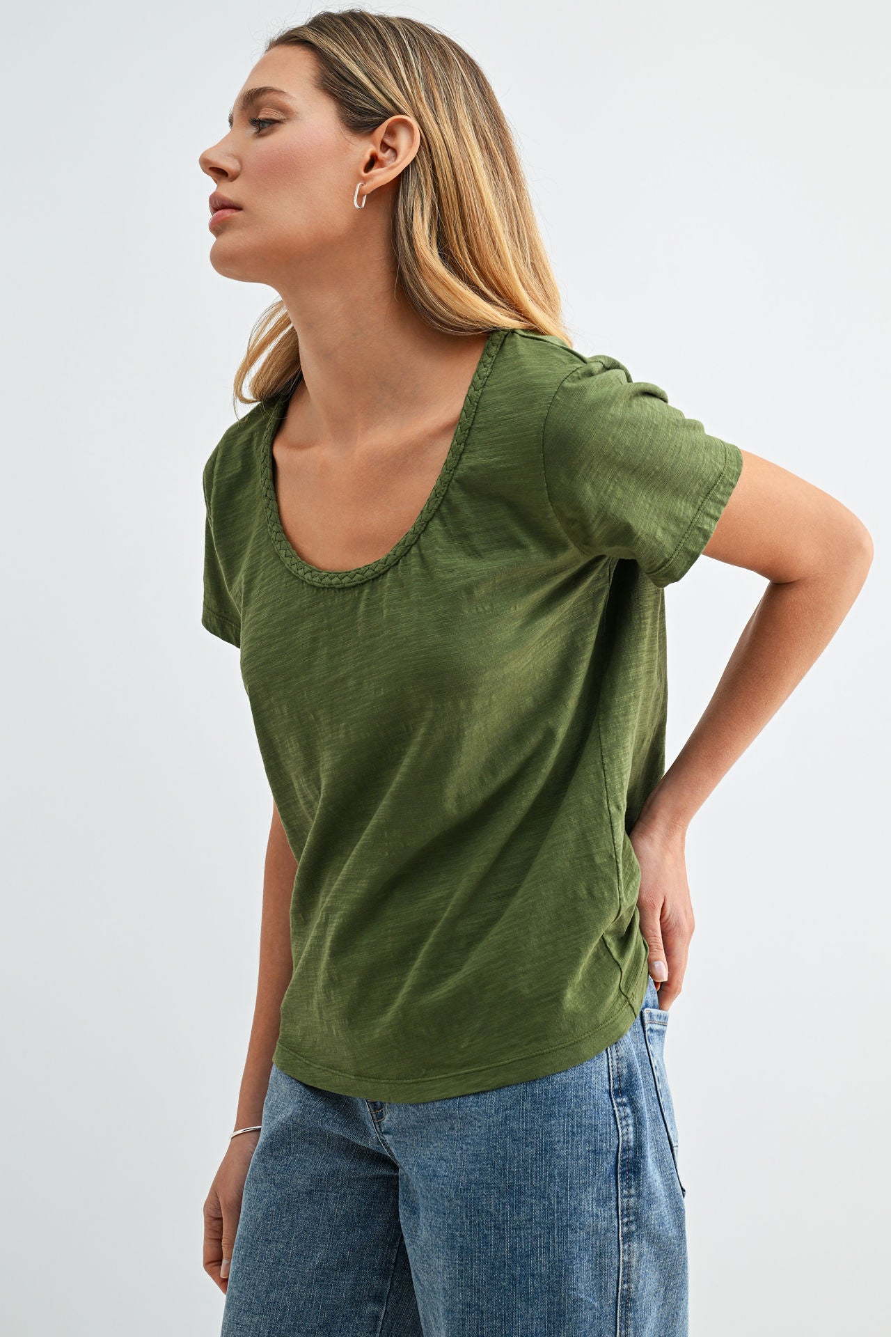 Pine Braided Neck Tee
