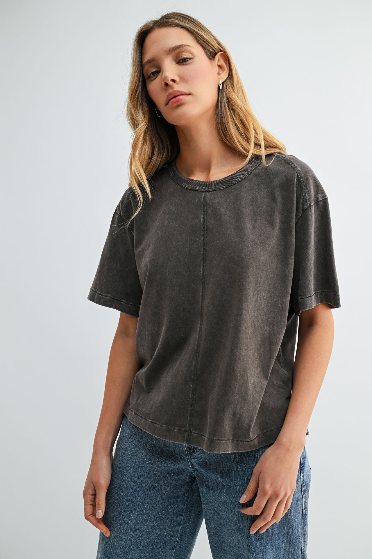 Dark Olive Acid Wash Tee