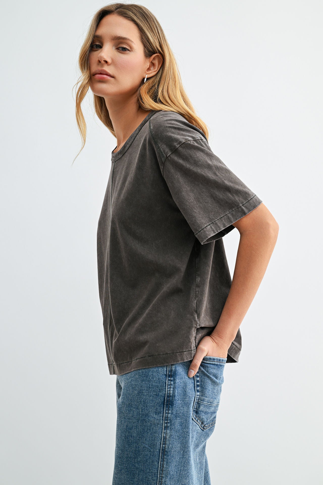Dark Olive Acid Wash Tee